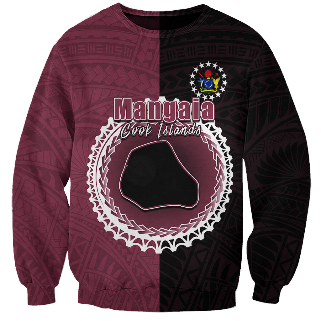 Custom Mangaia Of Cook Islands Sweatshirt Mix Half Black LT6 Unisex Maroon - Polynesian Pride