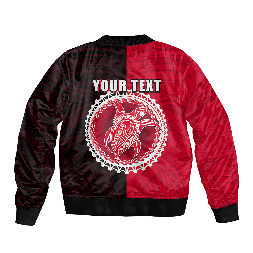 Custom Atiu Of Cook Islands Bomber Jacket Mix Half Black LT6 - Polynesian Pride