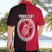 Custom Atiu Of Cook Islands Hawaiian Shirt Mix Half Black LT6 - Polynesian Pride