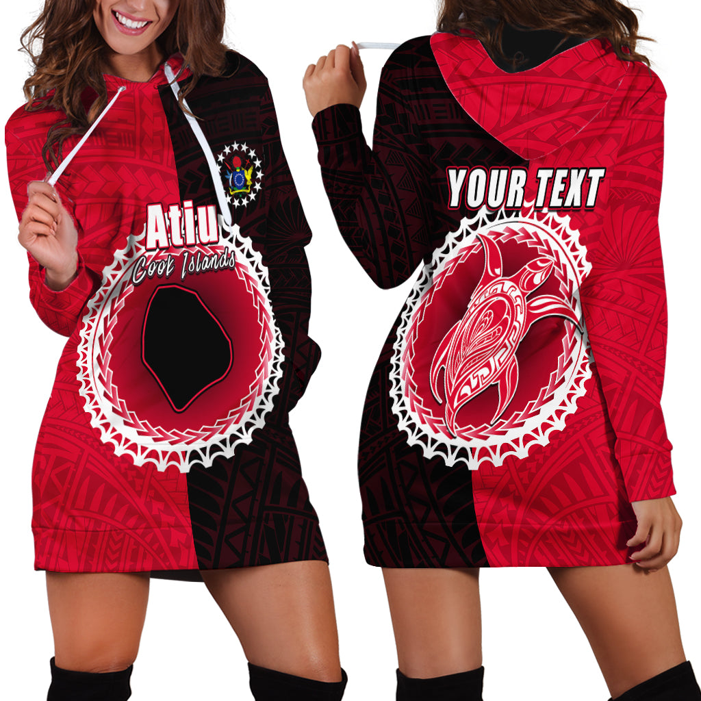 Custom Atiu Of Cook Islands Hoodie Dress Mix Half Black LT6 - Polynesian Pride