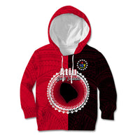 Custom Atiu Of Cook Islands Kid Hoodie Mix Half Black LT6 Red - Polynesian Pride