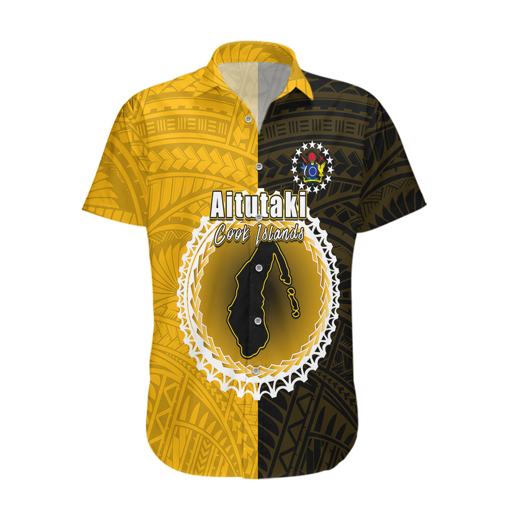 Custom Atutaki Of Cook Islands Hawaiian Shirt Mix Half Black LT6 Yellow - Polynesian Pride