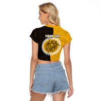 Custom Atutaki Of Cook Islands Raglan Cropped T Shirt Mix Half Black LT6 - Polynesian Pride