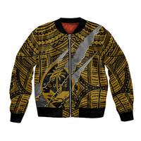 Polynesian Guam Bomber Jacket with Coat Of Arms Claws Style - Gold LT6 Unisex Gold - Polynesian Pride