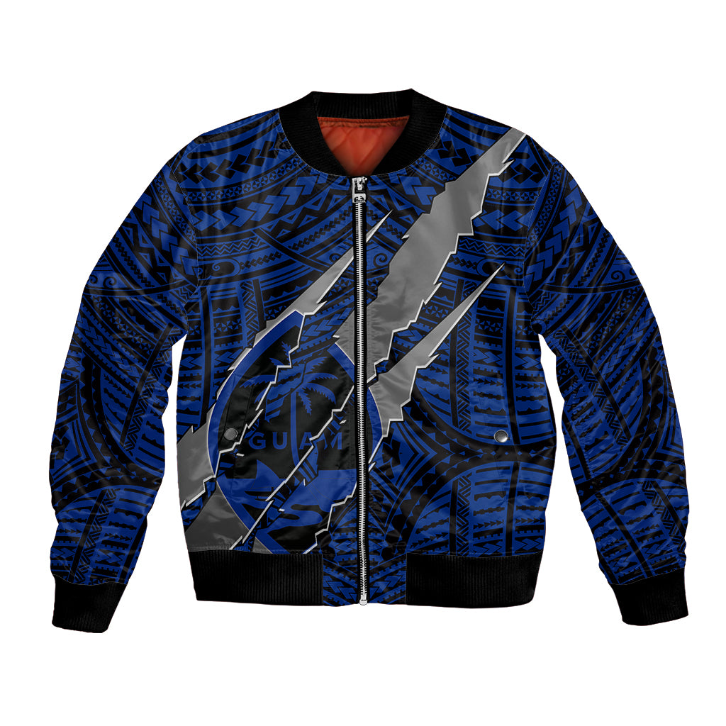 Polynesian Guam Bomber Jacket with Coat Of Arms Claws Style - Blue LT6 Unisex Blue - Polynesian Pride