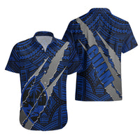 Polynesian Guam Hawaiian Shirt with Coat Of Arms Claws Style - Blue LT6 - Polynesian Pride