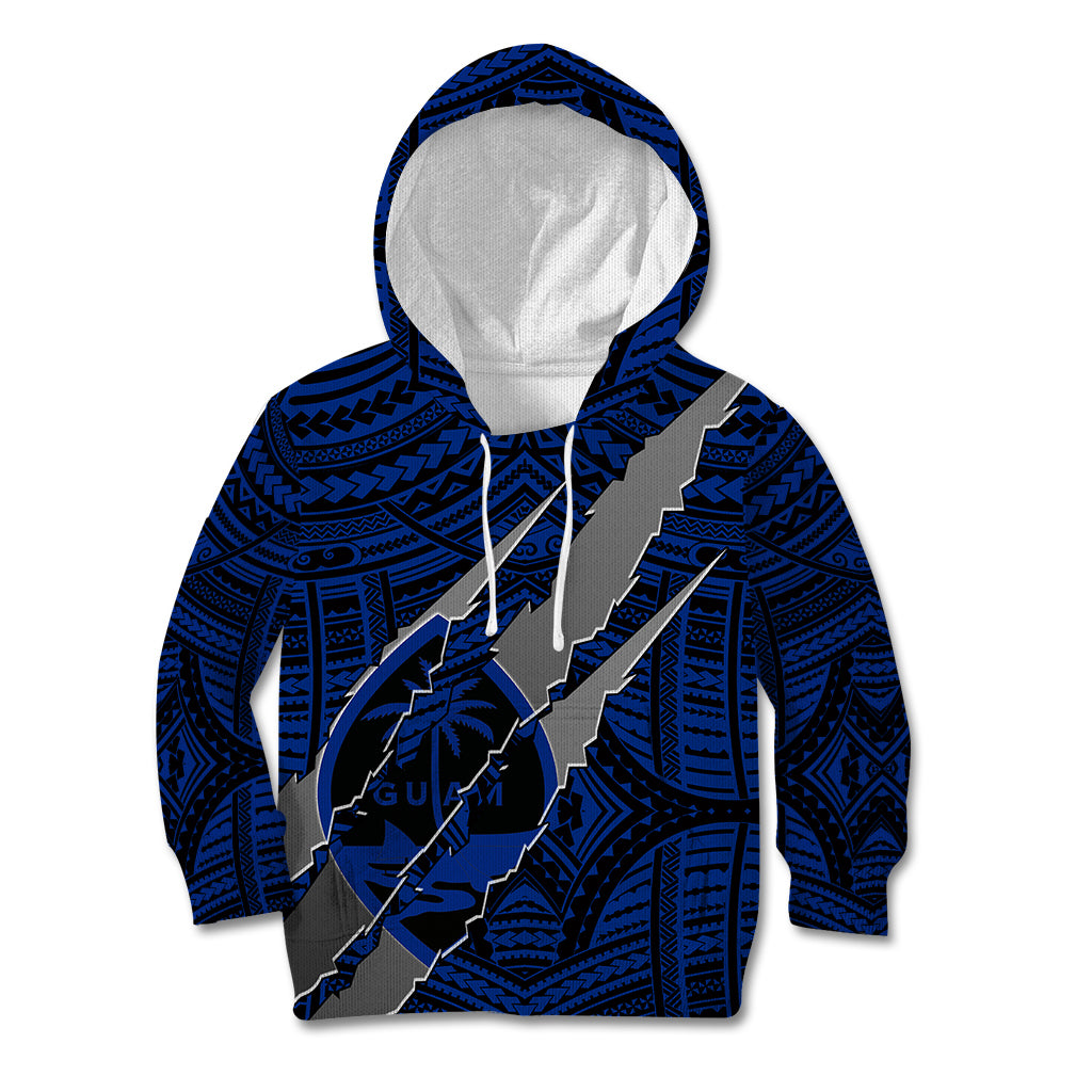 Polynesian Guam Kid Hoodie with Coat Of Arms Claws Style - Blue LT6 Hoodie Blue - Polynesian Pride