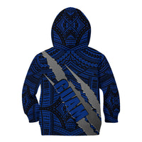 Polynesian Guam Kid Hoodie with Coat Of Arms Claws Style - Blue LT6 - Polynesian Pride