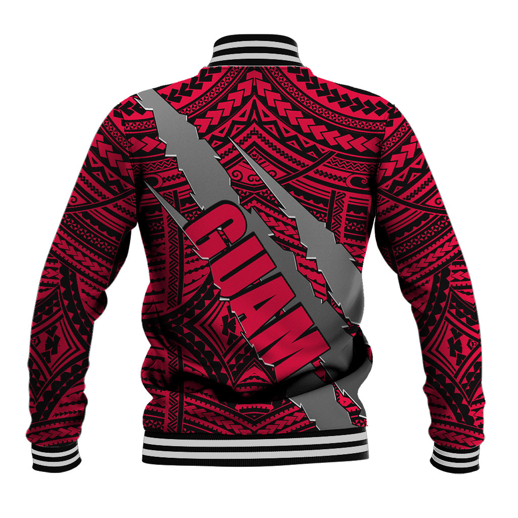 Polynesian Guam Baseball Jacket with Coat Of Arms Claws Style - Red LT6 - Polynesian Pride