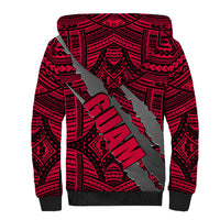 Polynesian Guam Sherpa Hoodie with Coat Of Arms Claws Style - Red LT6 - Polynesian Pride