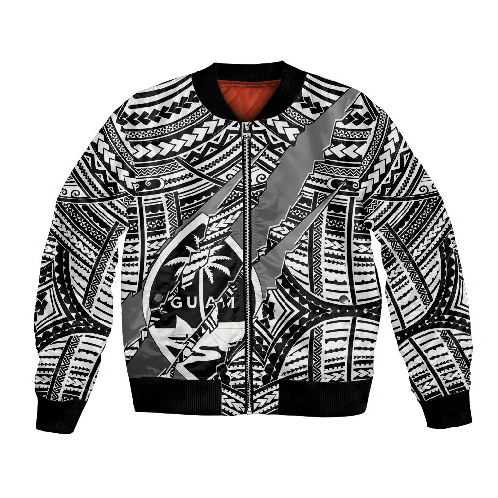 Polynesian Guam Bomber Jacket with Coat Of Arms Claws Style - White LT6 Unisex White - Polynesian Pride
