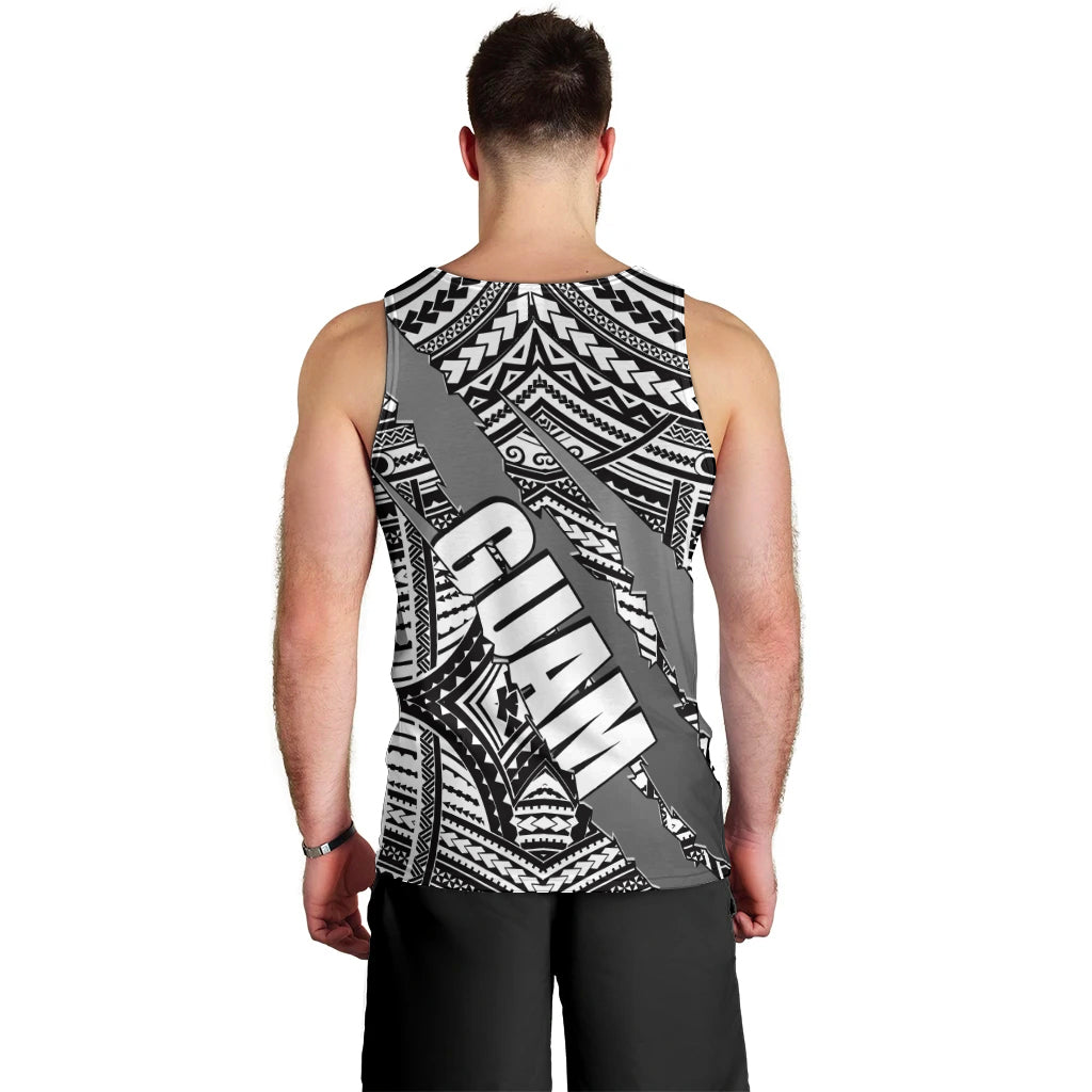 Polynesian Guam Men Tank Top with Coat Of Arms Claws Style - White LT6 - Polynesian Pride