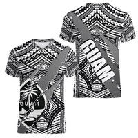 Polynesian Guam Women V Neck T Shirt with Coat Of Arms Claws Style - White LT6 - Polynesian Pride