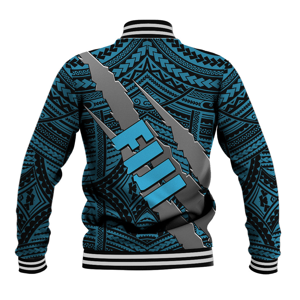Polynesian Fiji Baseball Jacket with Coat Of Arms Claws Style - Blue LT6 - Polynesian Pride