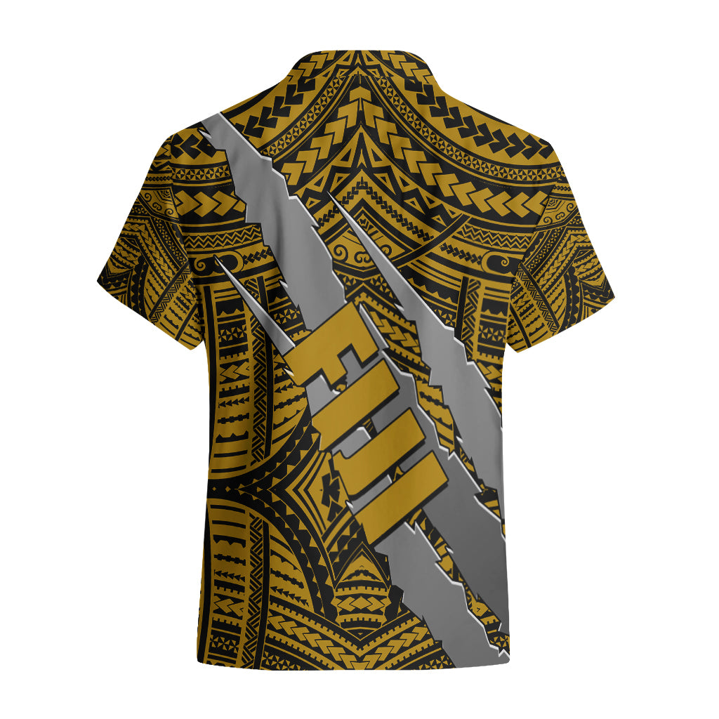 Polynesian Fiji Hawaiian Shirt with Coat Of Arms Claws Style - Gold LT6 - Polynesian Pride