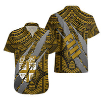Polynesian Fiji Hawaiian Shirt with Coat Of Arms Claws Style - Gold LT6 - Polynesian Pride