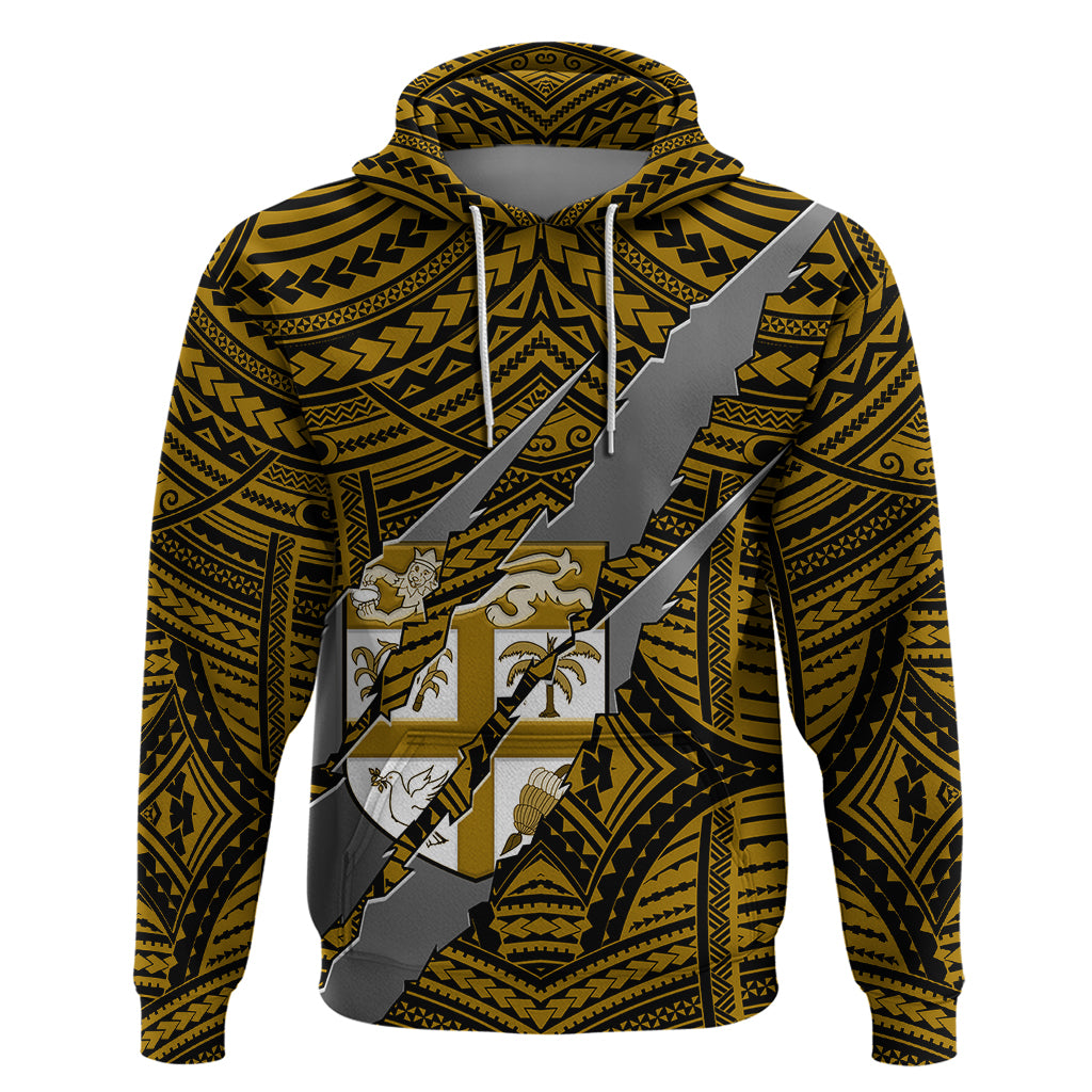 Polynesian Fiji Hoodie with Coat of Arms Claws Style Gold LT6 Gold - Polynesian Pride