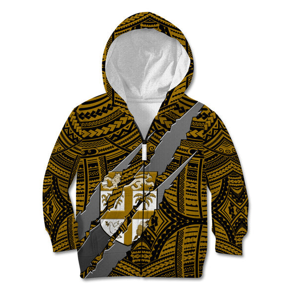 Fiji Custom Hoodie Gold Tentacle Tribal Pattern Crest main image 1
