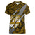 Polynesian Fiji Women V Neck T Shirt with Coat Of Arms Claws Style - Gold LT6 Female Gold - Polynesian Pride