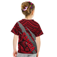 Polynesian Samoa Kid T Shirt with Coat Of Arms Claws Style - Red LT6 - Polynesian Pride