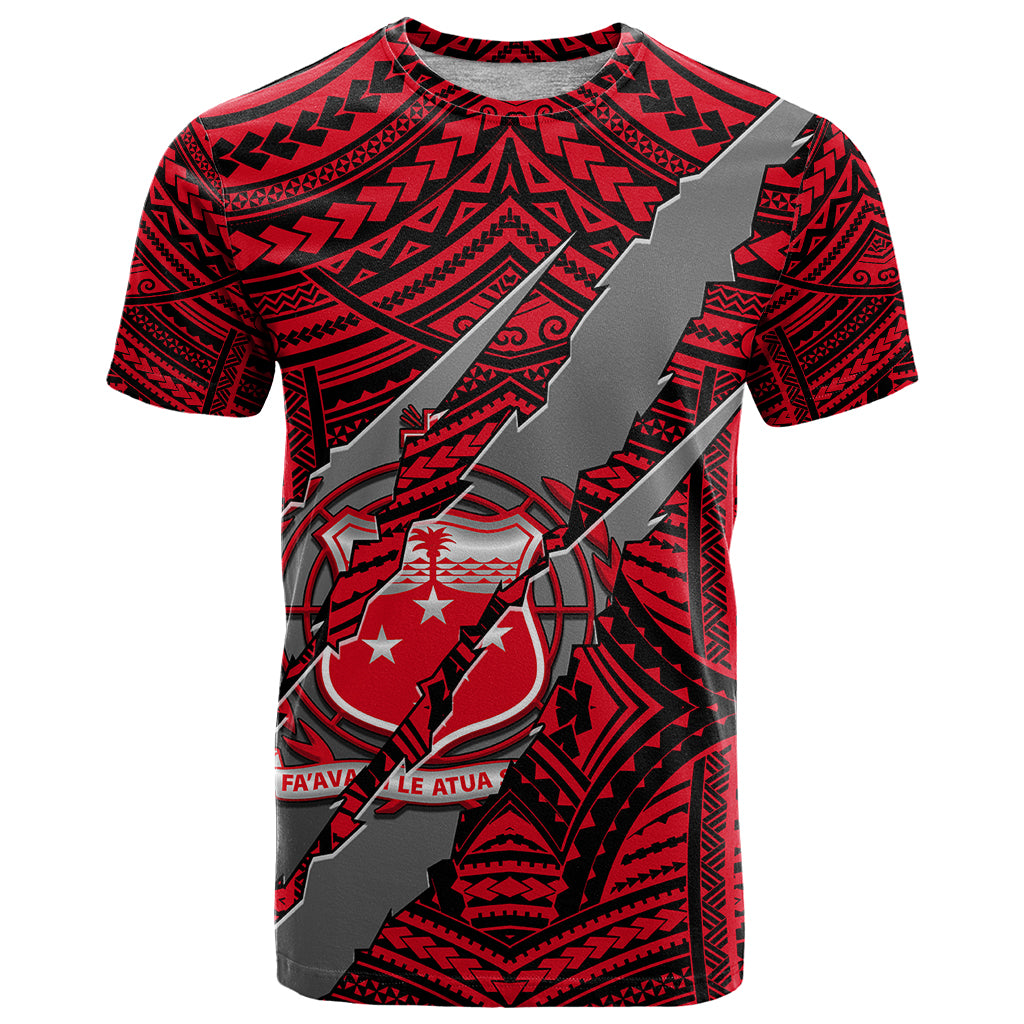 Polynesian Samoa T Shirt with Coat Of Arms Claws Style Red LT6 Red - Polynesian Pride