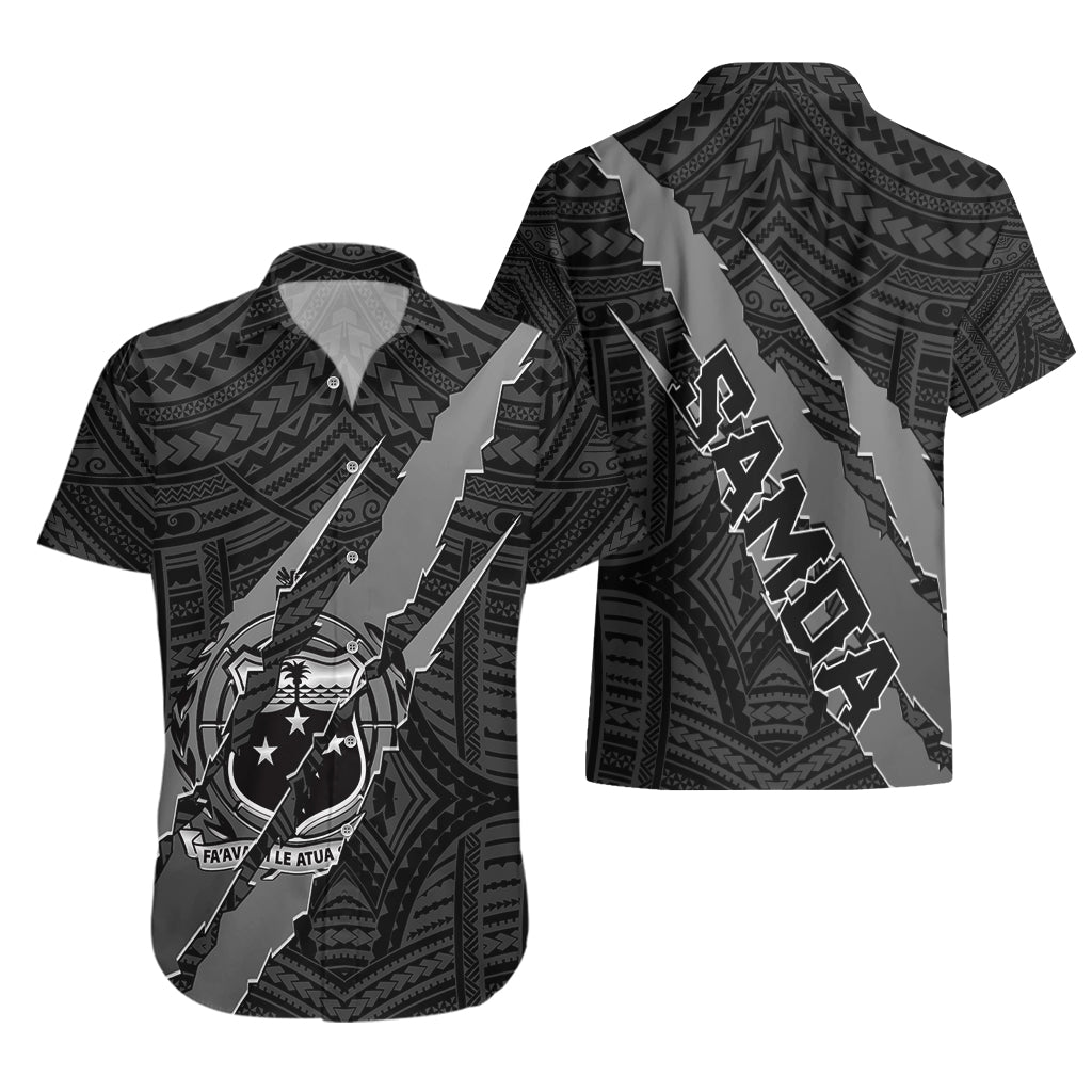 Polynesian Samoa Hawaiian Shirt with Coat Of Arms Claws Style - Black LT6 - Polynesian Pride