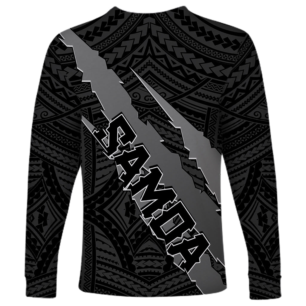 Polynesian Samoa Long Sleeve Shirt with Coat Of Arms Claws Style - Black LT6 - Polynesian Pride