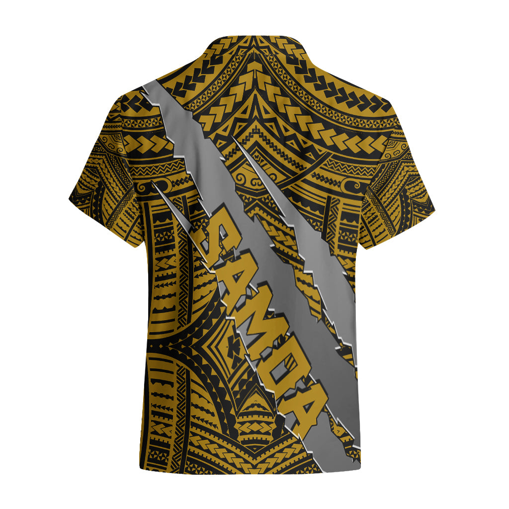 Polynesian Samoa Hawaiian Shirt with Coat Of Arms Claws Style - Gold LT6 - Polynesian Pride