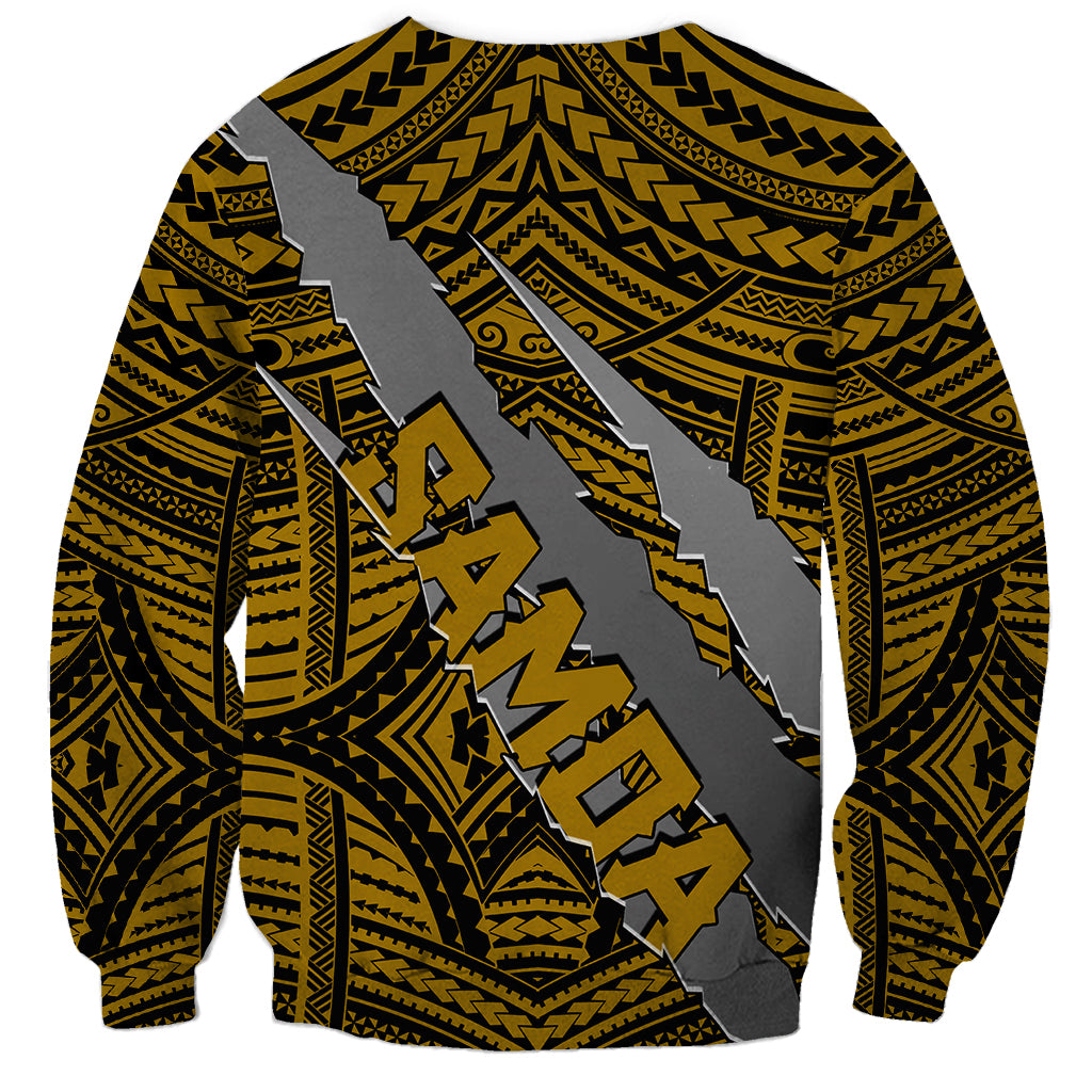 Polynesian Samoa Sweatshirt with Coat Of Arms Claws Style - Gold LT6 - Polynesian Pride