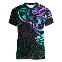 Matariki New Zealand Women V Neck T Shirt Maori New Year Galaxy Sky Green LT6 Female Green - Polynesian Pride