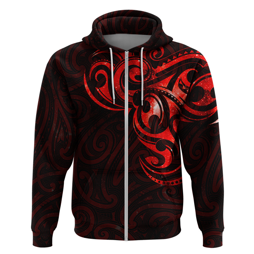 New Zealand Hoodie Maori Matariki Galaxy Sky Red LT6 - Polynesian Pride