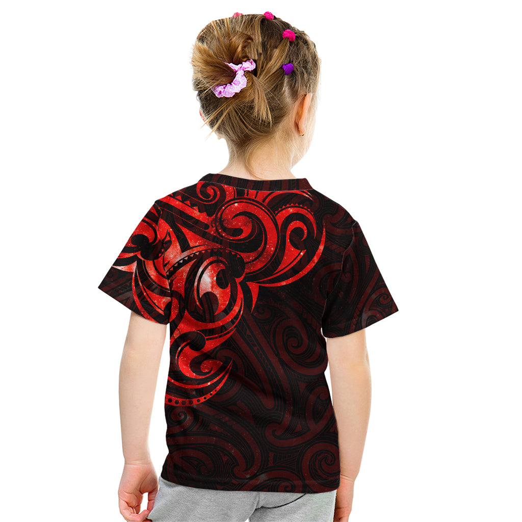 New Zealand Kid T Shirt Maori Matariki Galaxy Sky Red LT6 - Polynesian Pride