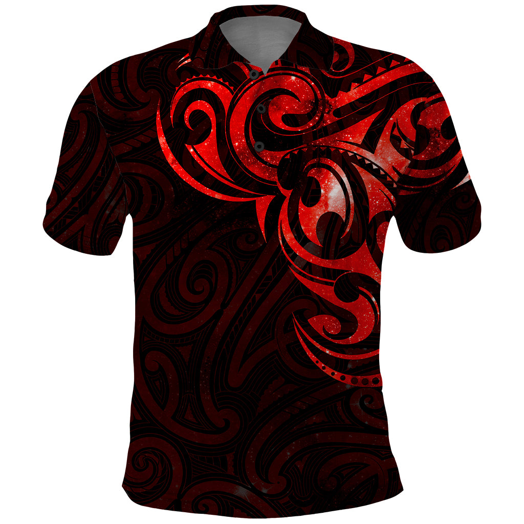 New Zealand Polo Shirt Maori Matariki Galaxy Sky Red LT6 Red - Polynesian Pride