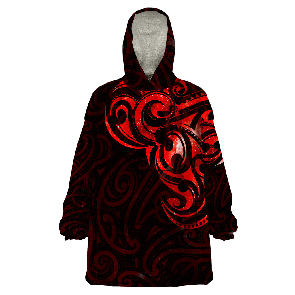 New Zealand Wearable Blanket Hoodie Maori Matariki Galaxy Sky Red LT6 One Size Red - Polynesian Pride