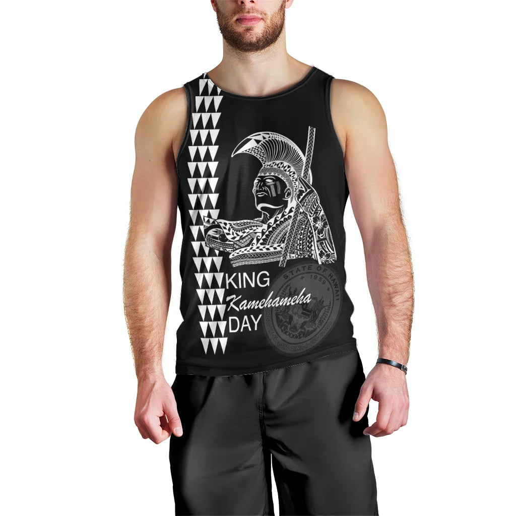 Custom Hawaii Men Tank Top King Kamehameha Day - White LT6 - Polynesian Pride