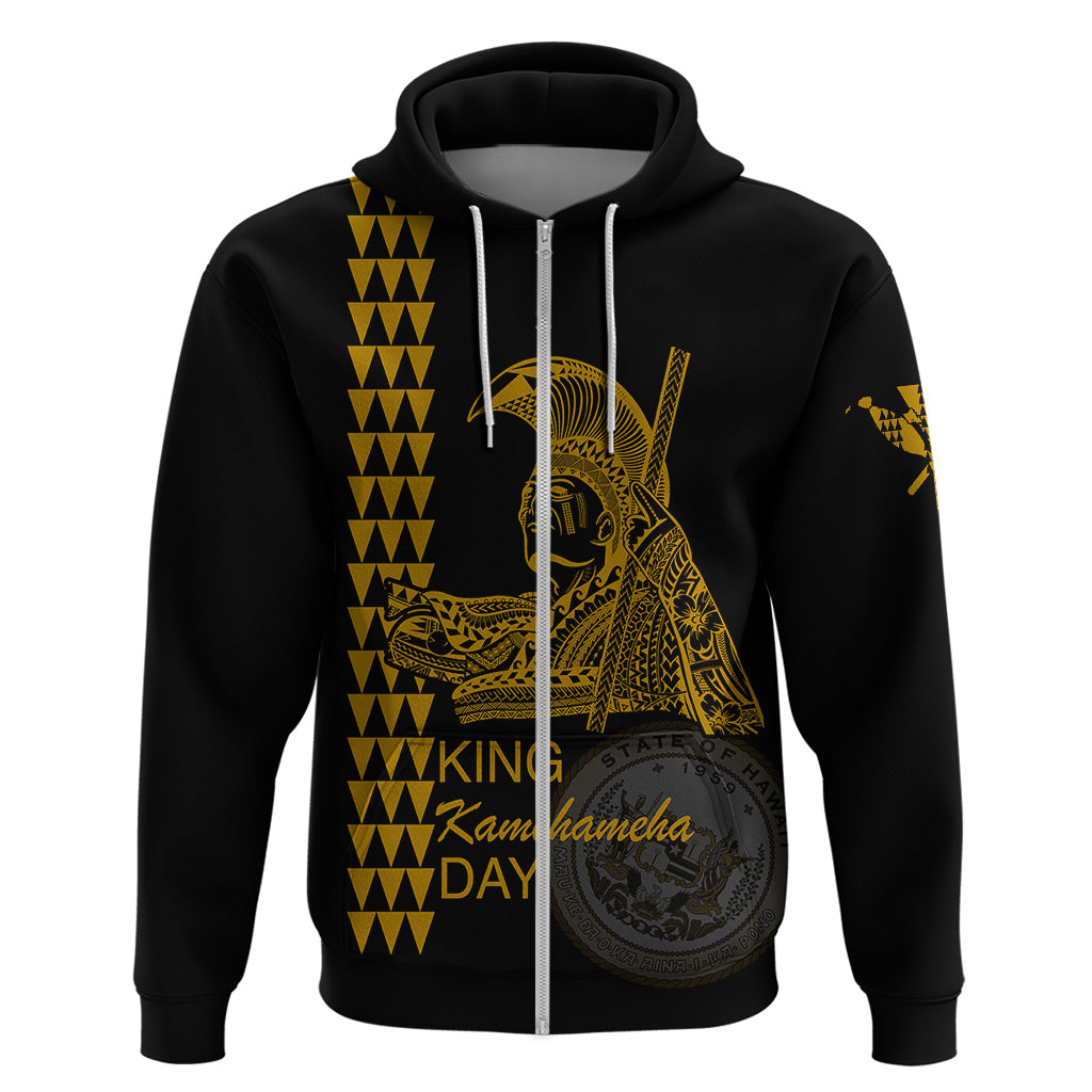 Custom Hawaii Hoodie King Kamehameha Day Gold LT6 Zip Hoodie Gold - Polynesian Pride