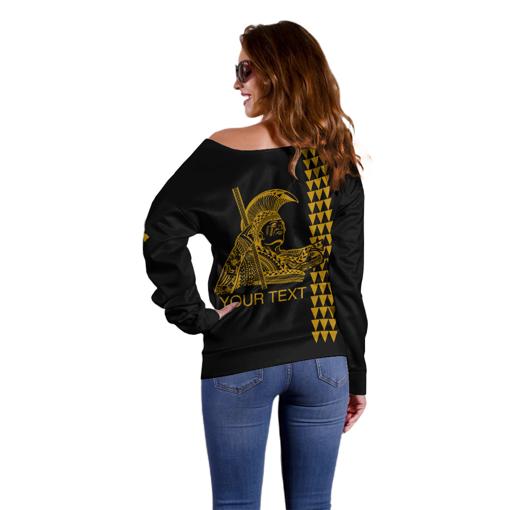 Custom Hawaii Off Shoulder Sweater King Kamehameha Day - Gold LT6 - Polynesian Pride