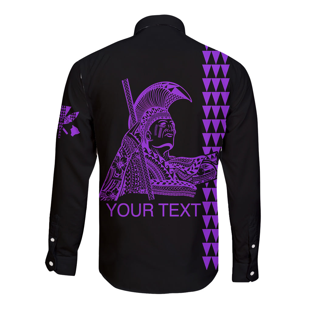 Custom Hawaii Long Sleeve Button Shirt King Kamehameha Day - Purple LT6 - Polynesian Pride