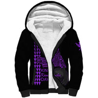 Custom Hawaii Sherpa Hoodie King Kamehameha Day - Purple LT6 Unisex Purple - Polynesian Pride