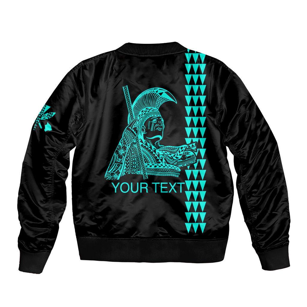 Custom Hawaii Sleeve Zip Bomber Jacket King Kamehameha Day - Green LT6 - Polynesian Pride
