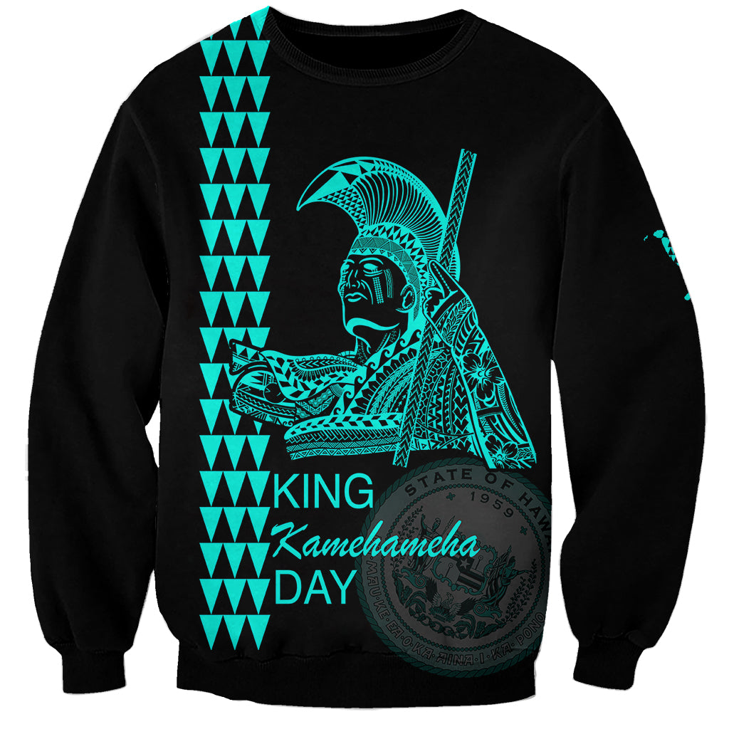 Custom Hawaii Sweatshirt King Kamehameha Day - Green LT6 Unisex Green - Polynesian Pride
