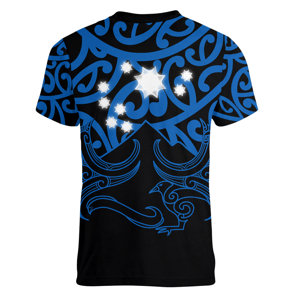 Matariki New Zealand Women V Neck T Shirt Maori New Year Blue LT6 - Polynesian Pride