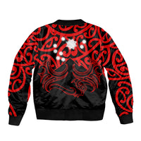 Matariki New Zealand Sleeve Zip Bomber Jacket Maori New Year Red LT6 - Polynesian Pride