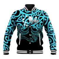Matariki New Zealand Baseball Jacket Maori New Year Light Blue LT6 Unisex Blue - Polynesian Pride
