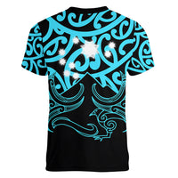 Matariki New Zealand Women V Neck T Shirt Maori New Year Light Blue LT6 - Polynesian Pride