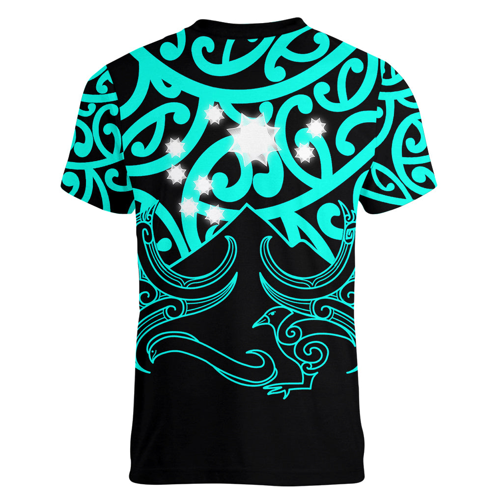 Matariki New Zealand Women V Neck T Shirt Maori New Year Turquoise LT6 - Polynesian Pride