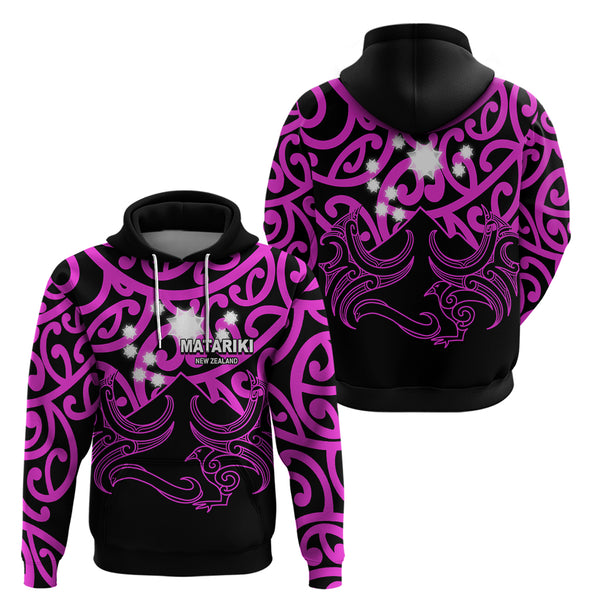 Matariki New Zealand Wearable Blanket Hoodie Maori New Year Galaxy Sky Blue LT6 main image 1