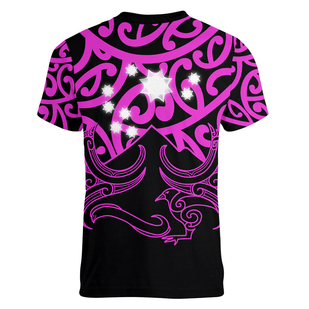 Matariki New Zealand Women V Neck T Shirt Maori New Year Purple LT6 - Polynesian Pride