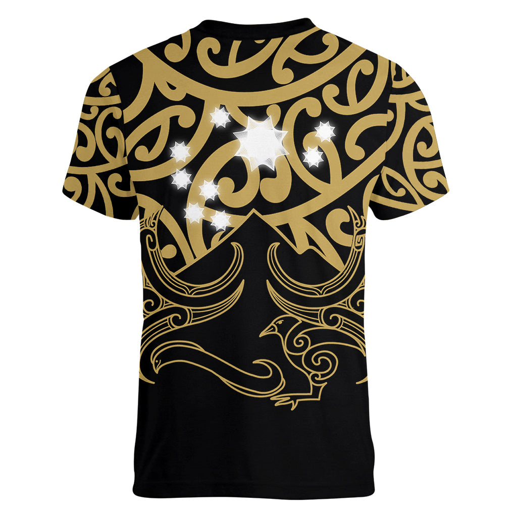 Matariki New Zealand Women V Neck T Shirt Maori New Year Gold LT6 - Polynesian Pride