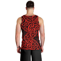 New Zealand Men Tank Top Maori Pattern Red LT6 - Polynesian Pride